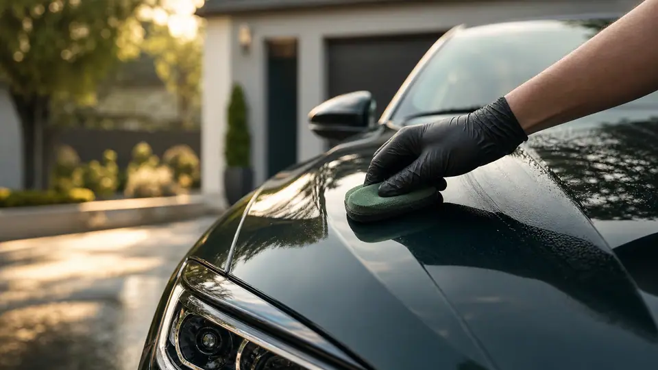 A premium car detail finish with polished paint and crisp reflections